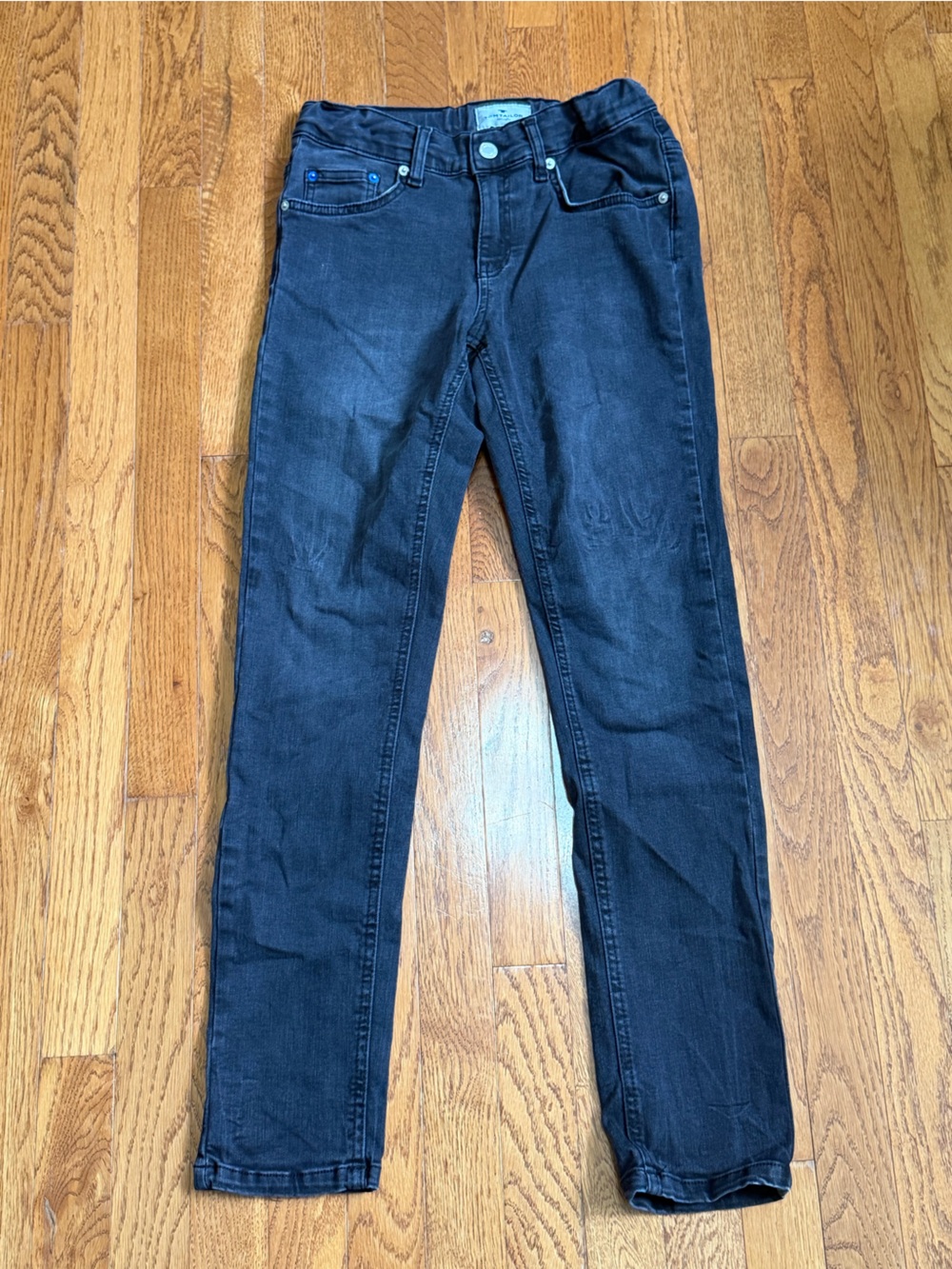 Kids Boys Black Straight-Leg Jeans 158 cm US 14 Adjustable Waist
